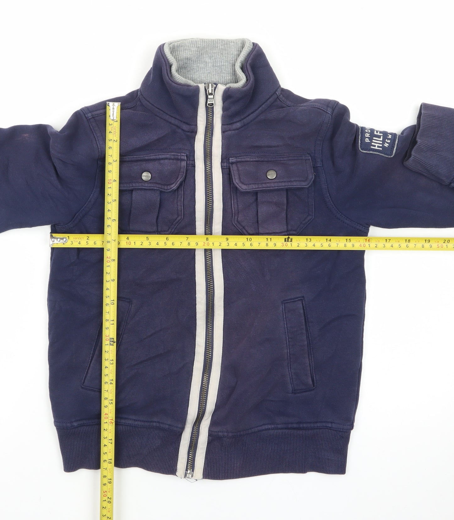 Tommy Hilfiger Boys Navy Blue Zip Up Hoodie Jacket Size 8-10 Years