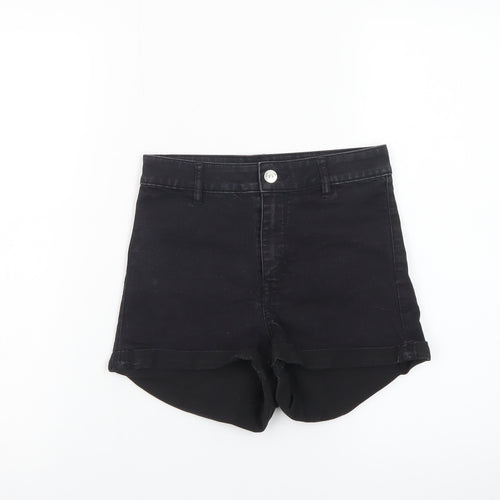 H&M Divided Women’s Black High Rise Denim Hot Pants Shorts Size 8