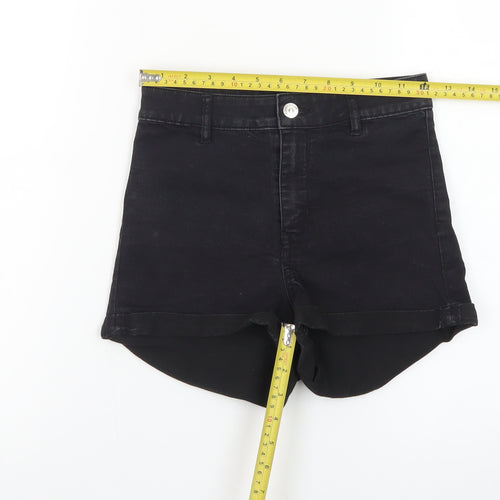 H&M Divided Women’s Black High Rise Denim Hot Pants Shorts Size 8