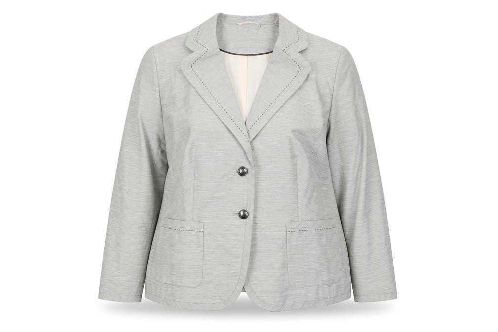 Front view of Marks & Spencer Women’s Grey Regular Fit Single Breasted Blazer UK 20