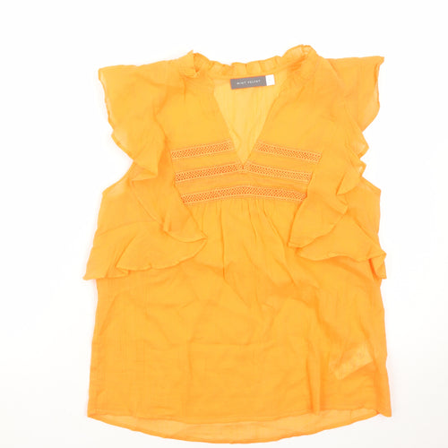Mint Velvet Women's Orange Ruffle Cotton Tunic Blouse Size 6