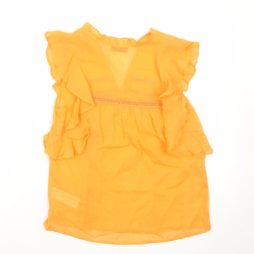 Mint Velvet Women's Orange Ruffle Cotton Tunic Blouse Size 6