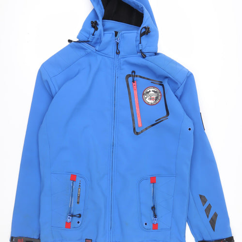 Geographical Norway Men Blue XL Softshell Hooded Jacket Windproof