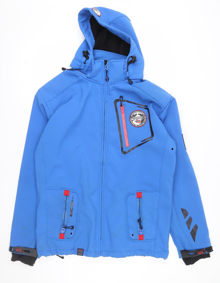 Geographical Norway Men Blue XL Softshell Hooded Jacket Windproof
