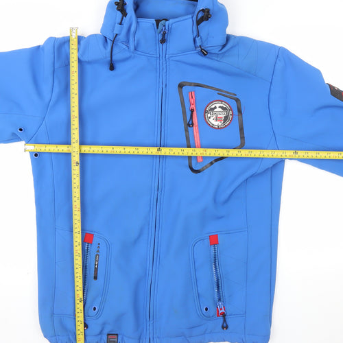 Geographical Norway Men Blue XL Softshell Hooded Jacket Windproof