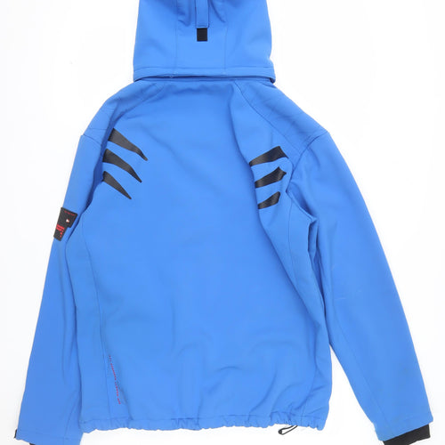 Geographical Norway Men Blue XL Softshell Hooded Jacket Windproof