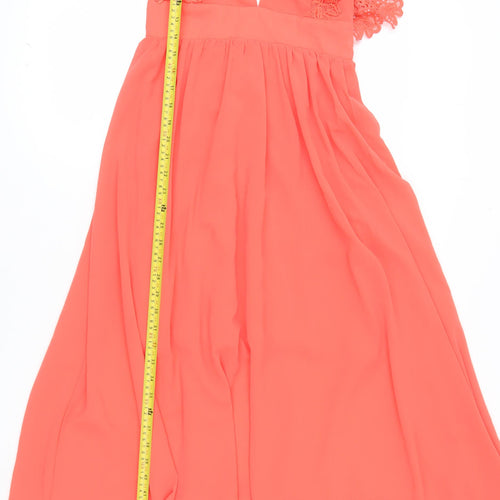 Dainty Women’s Orange Fit & Flare Lace Cocktail Dress Size S