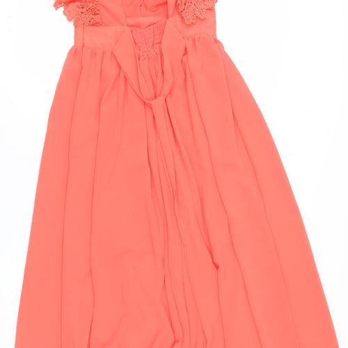 Dainty Women’s Orange Fit & Flare Lace Cocktail Dress Size S