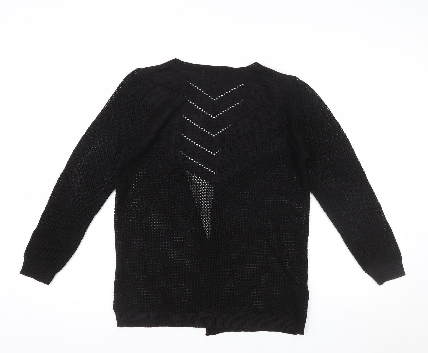 Envy I Women Black Open-Knit Long Sleeve Cardigan M/L