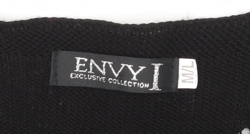 Envy I Women Black Open-Knit Long Sleeve Cardigan M/L