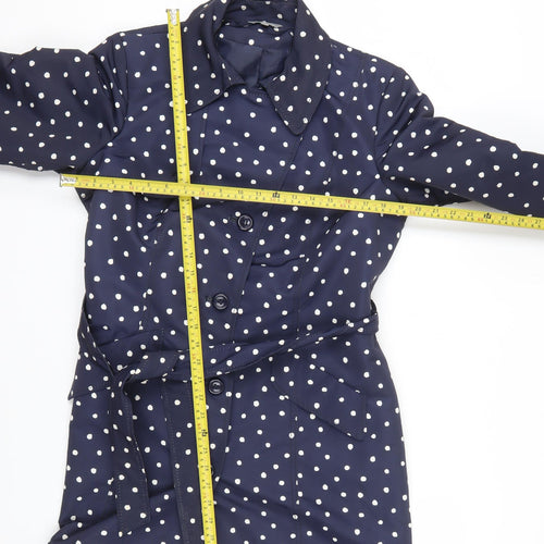 Marks and Spencer Women's Blue Polka Dot Trench Coat Size 14