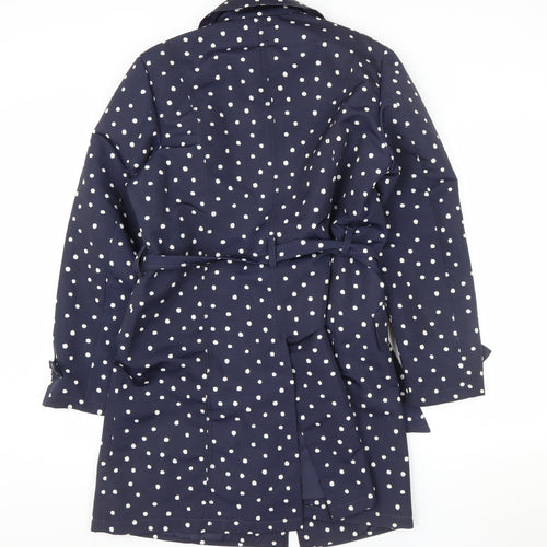 Marks and Spencer Women's Blue Polka Dot Trench Coat Size 14
