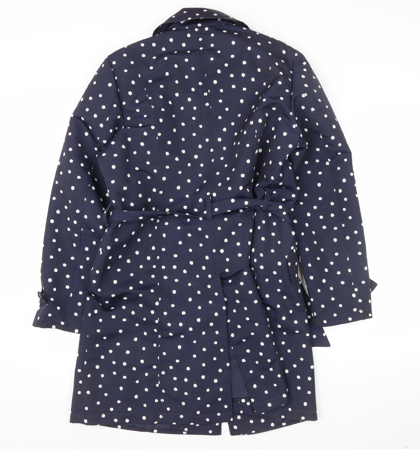 Marks and Spencer Women's Blue Polka Dot Trench Coat Size 14