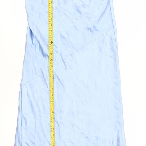 Boohoo Women’s Blue Satin Cowl Neck Long Slip Dress Size 10