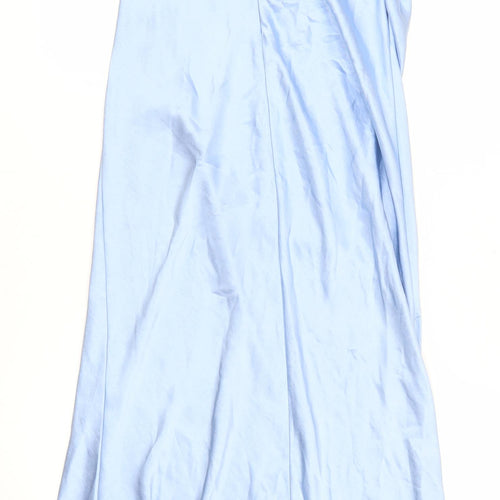 Boohoo Women’s Blue Satin Cowl Neck Long Slip Dress Size 10