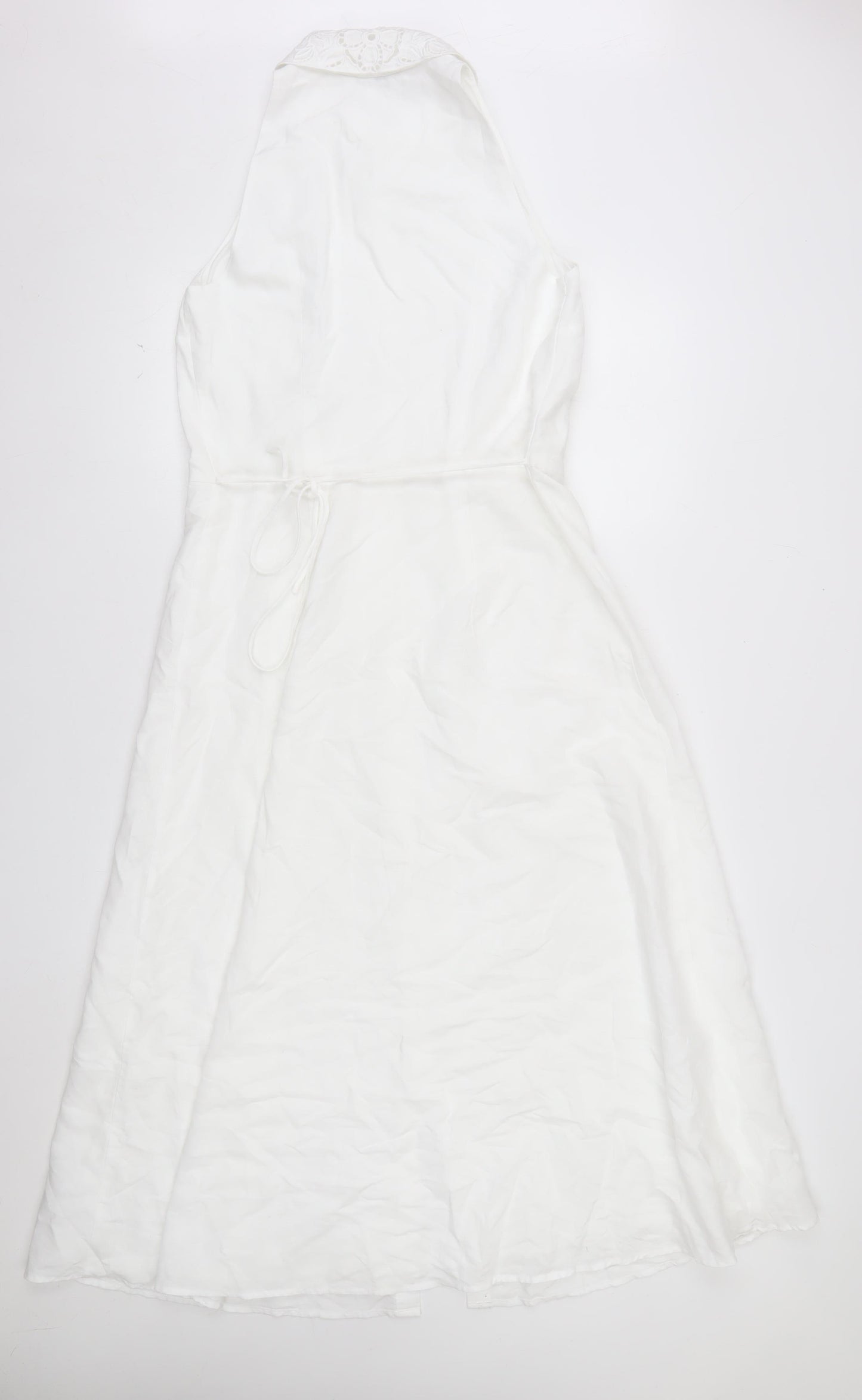 Marks and Spencer Women’s White Linen Cotton Embroidered Shirt Dress Size 12 Tall