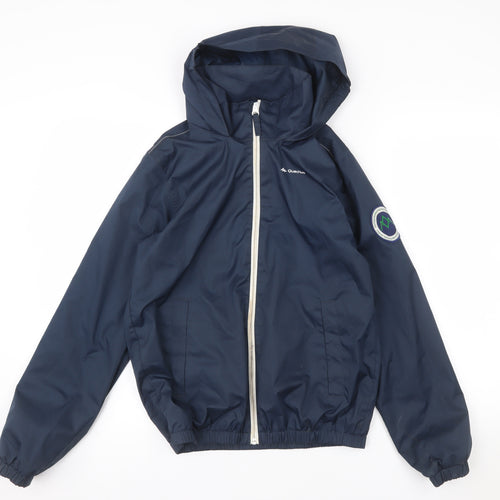 Quechua Boys Blue Hooded Windbreaker Jacket 14 Years Lightweight Outdoor