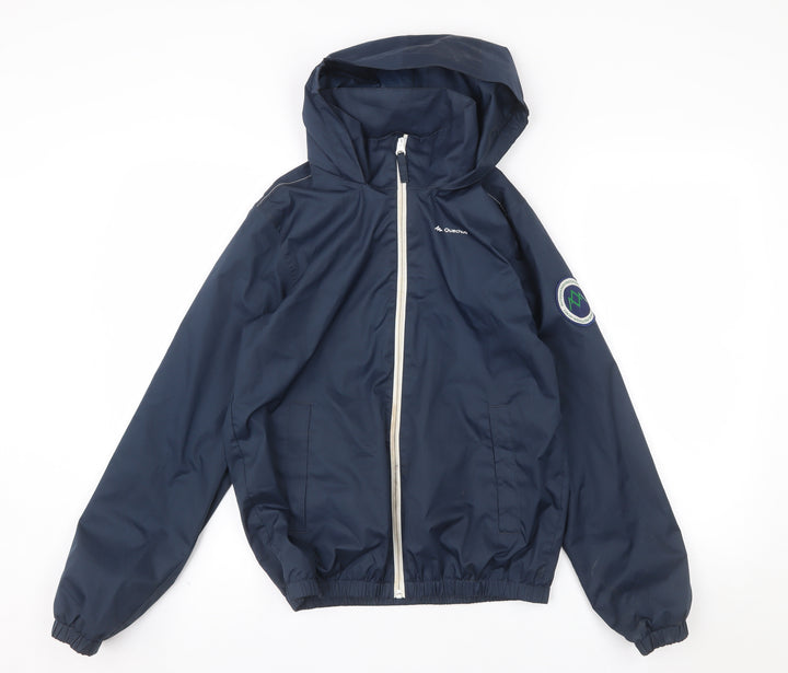 Quechua Boys Blue Hooded Windbreaker Jacket 14 Years Lightweight Outdoor