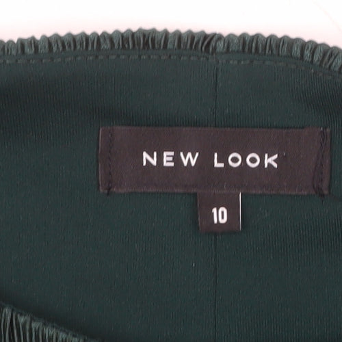 New Look Women Green Size 10 Velvet Shift Belted Dress