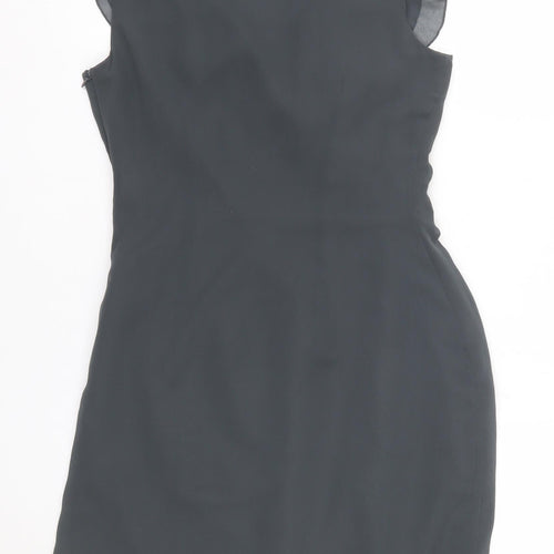 Et Vous Women Grey Size 10 Shift Ruffle Chiffon Party Dress