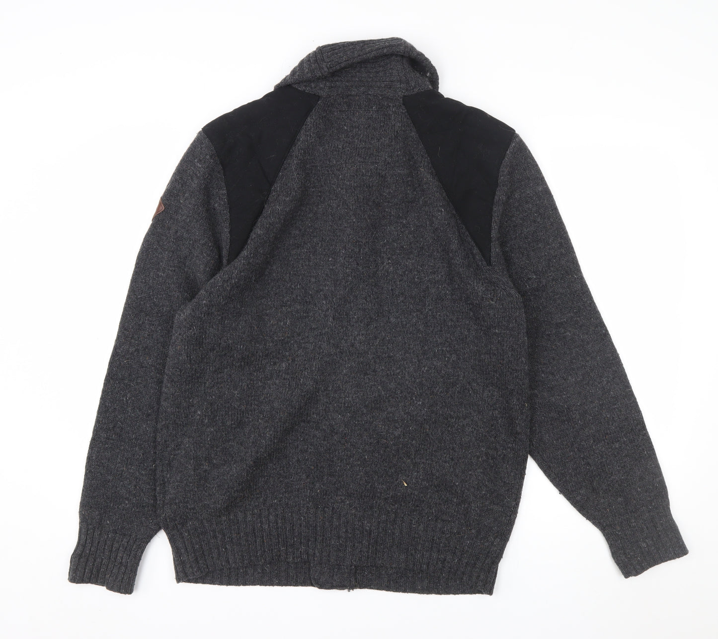 Timberland Men Grey Lambswool Knit Cardigan XL Slim Fit