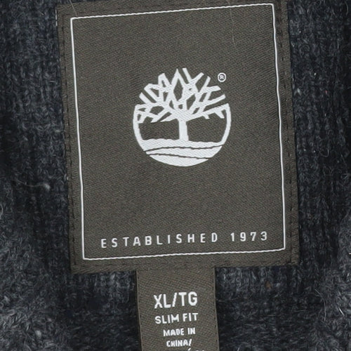 Timberland Men Grey Lambswool Knit Cardigan XL Slim Fit