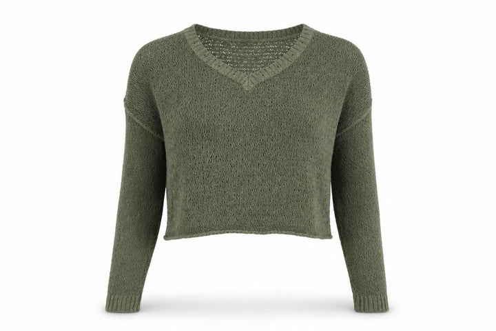 Hollister Womens Green V-Neck Knit Pullover Jumper Size S