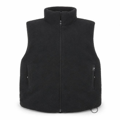 Gymshark Women's Black Fleece Waistcoat L Bodywarmer Zip Pockets Casual