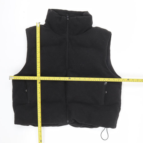 Gymshark Women's Black Fleece Waistcoat L Bodywarmer Zip Pockets Casual
