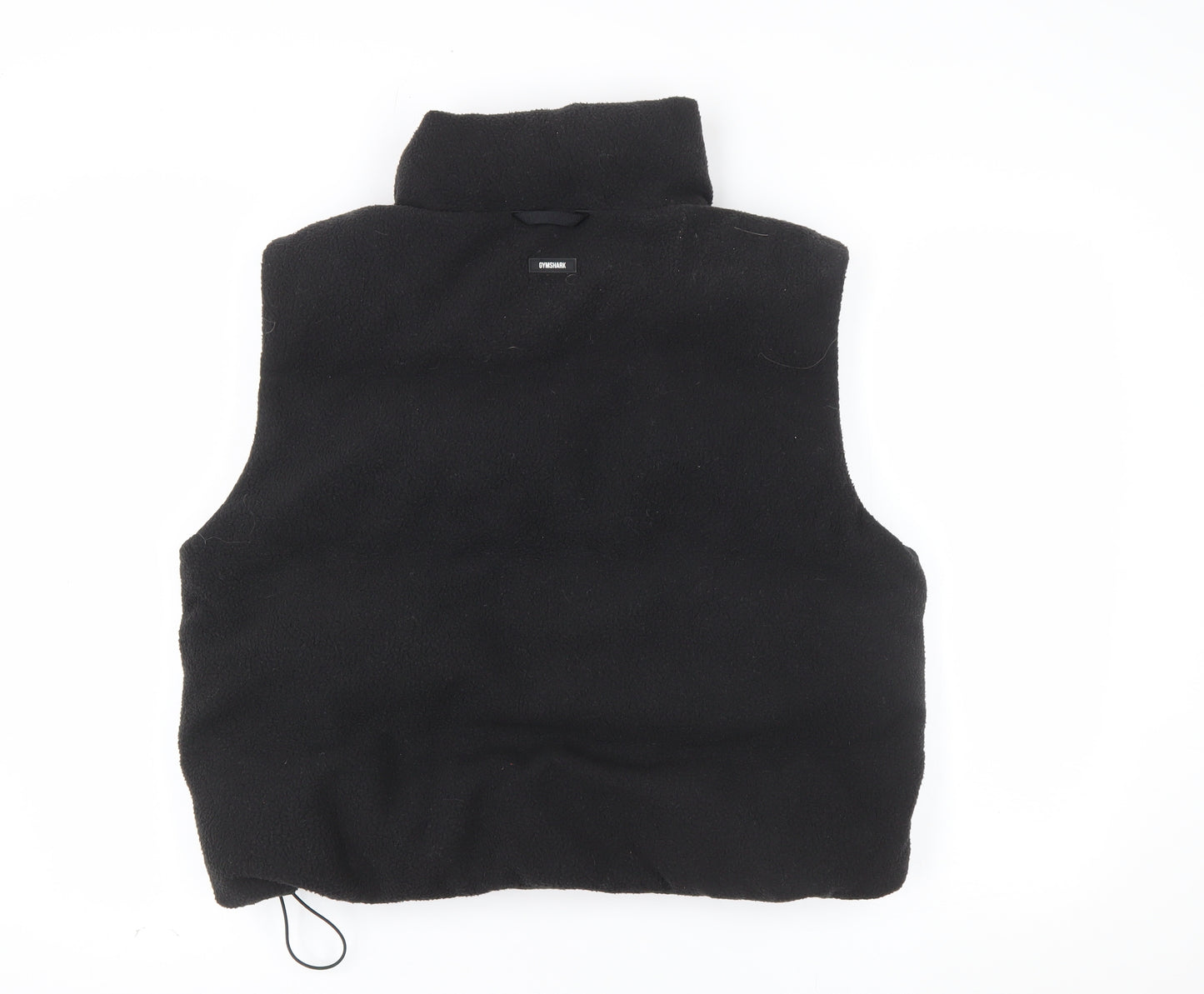 Gymshark Women's Black Fleece Waistcoat L Bodywarmer Zip Pockets Casual