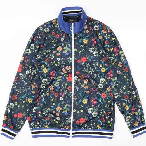 Zara Man Multicoloured Floral Bomber Jacket Men's L 42in Polyester