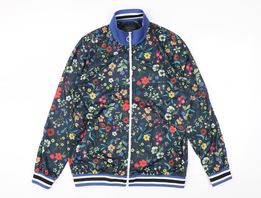 Zara Man Multicoloured Floral Bomber Jacket Men's L 42in Polyester