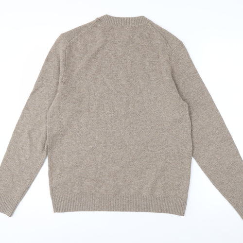 Marks and Spencer Men's Beige Lambswool Crew Neck Jumper Size S