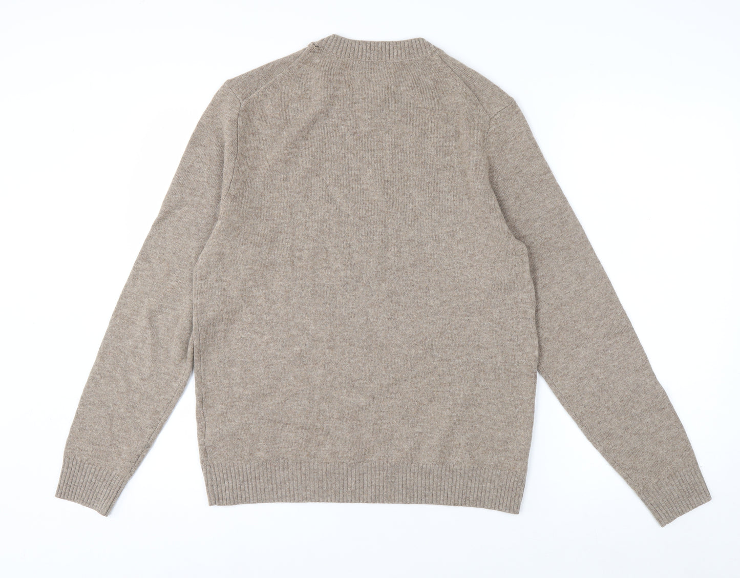 Marks and Spencer Men's Beige Lambswool Crew Neck Jumper Size S