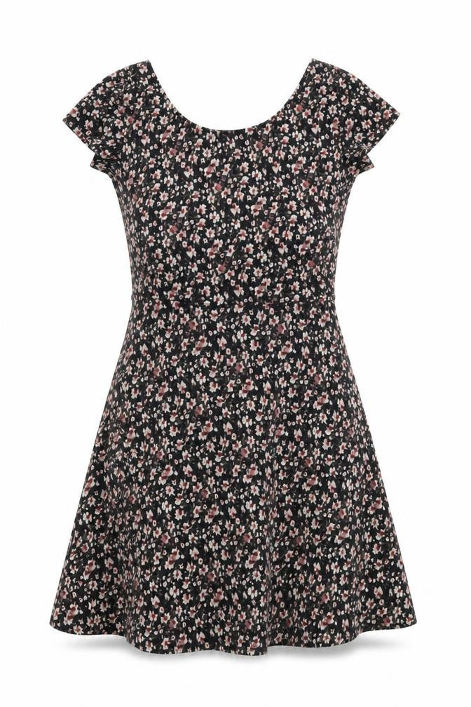 New Look Women’s Black Floral Fit & Flare Jersey Dress Size 10