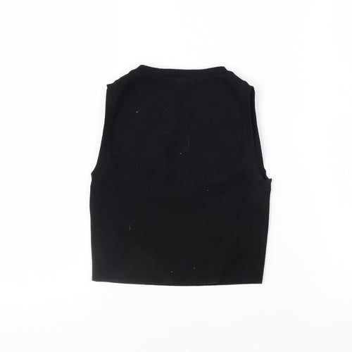 Zara Women's Black Cropped Sleeveless Slim Knit Tank Top S