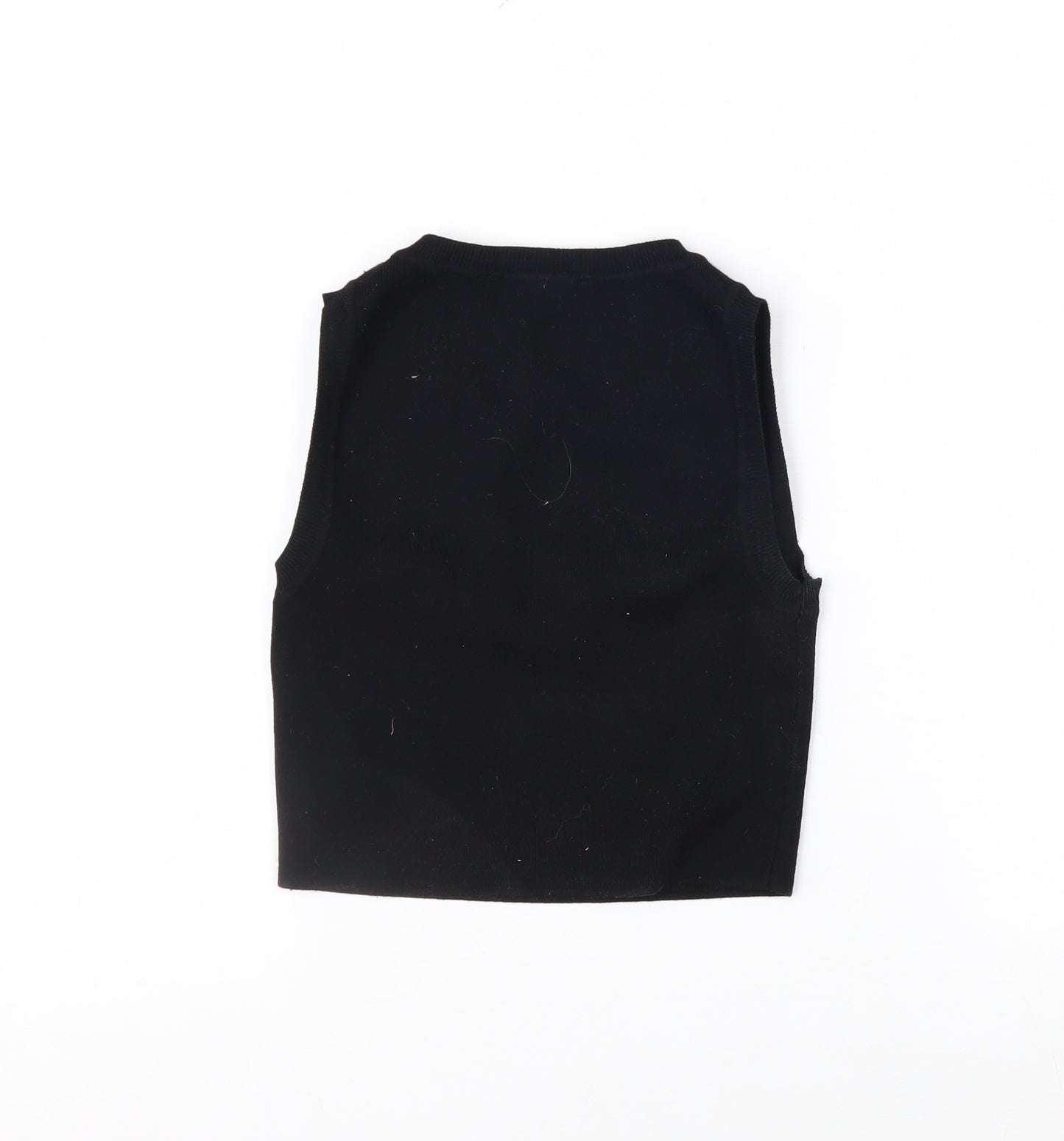Zara Women's Black Cropped Sleeveless Slim Knit Tank Top S
