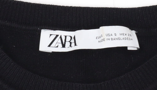 Zara Women's Black Cropped Sleeveless Slim Knit Tank Top S