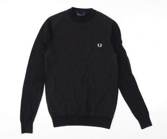 Fred Perry Men's Black Wool Cotton Crew Neck Jumper XS