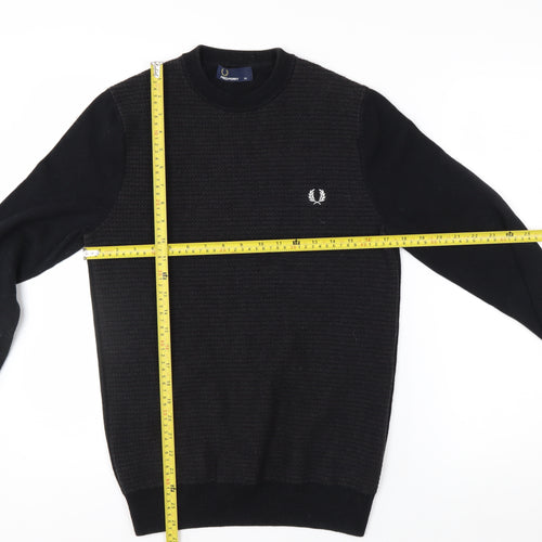 Fred Perry Men's Black Wool Cotton Crew Neck Jumper XS