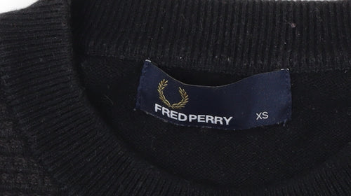 Fred Perry Men's Black Wool Cotton Crew Neck Jumper XS