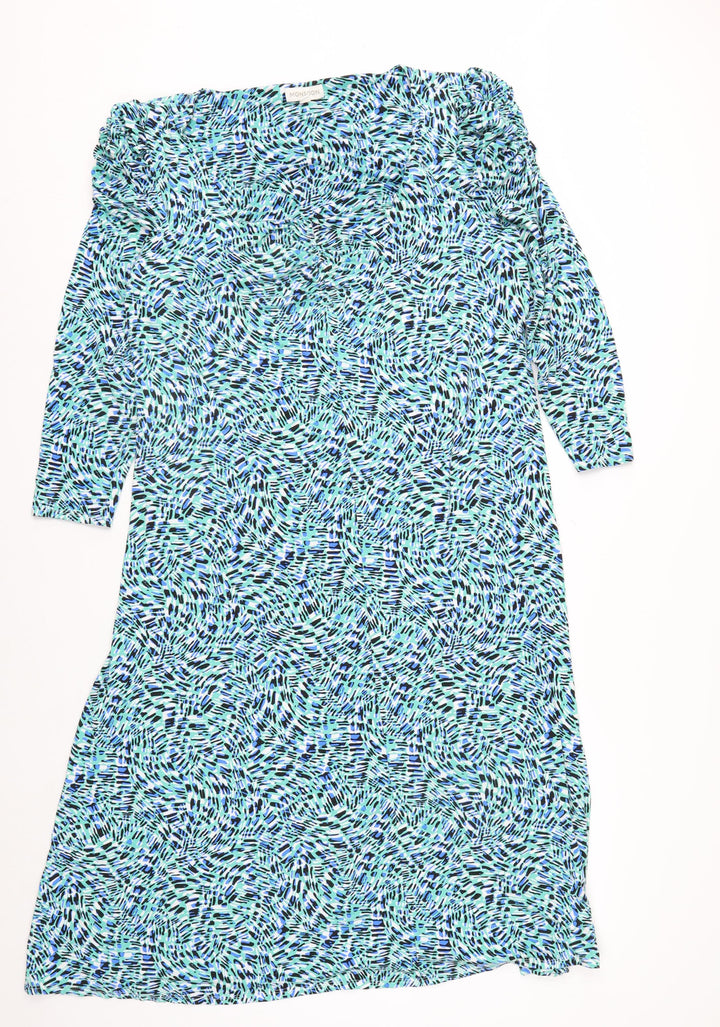 Monsoon Women’s Blue Geometric Off Shoulder Midi Dress XL
