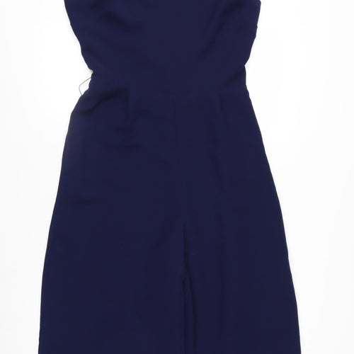 Warehouse Women Navy Blue Jumpsuit Size 12 Wide-Leg Sleeveless Elegant