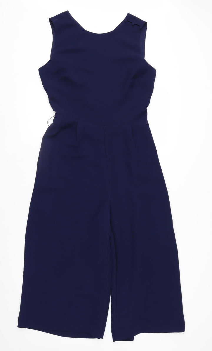 Warehouse Women Navy Blue Jumpsuit Size 12 Wide-Leg Sleeveless Elegant