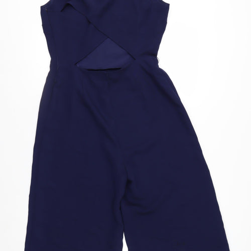 Warehouse Women Navy Blue Jumpsuit Size 12 Wide-Leg Sleeveless Elegant