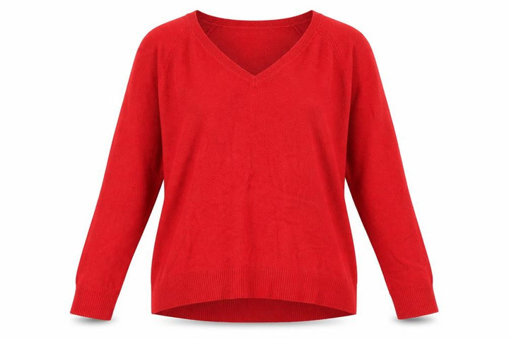 Gap Women's Red V-Neck Long Sleeve Wool Blend Jumper Size M