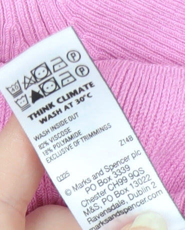 Marks and Spencer Women’s Pink Collared Short Sleeve Cardigan L