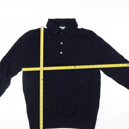 Marks and Spencer Men’s Blue Merino Wool Collared Henley Jumper M