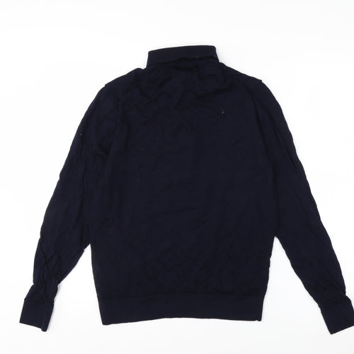 Marks and Spencer Men’s Blue Merino Wool Collared Henley Jumper M
