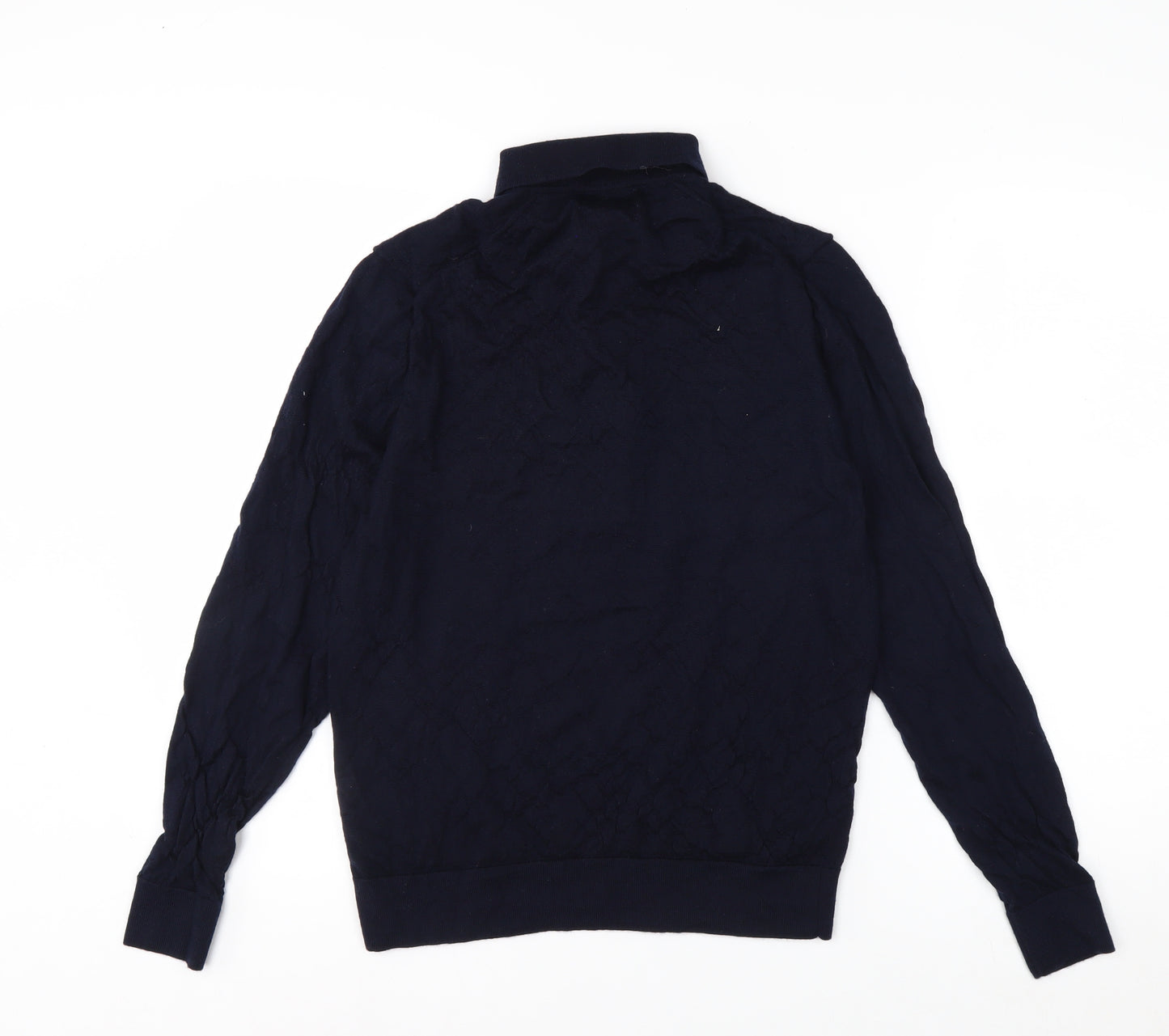 Marks and Spencer Men’s Blue Merino Wool Collared Henley Jumper M